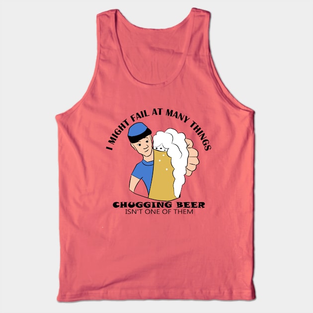 Funny Chugging Beer Drinking Party Tank Top by DesignFunk